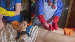 MEDICAL GLOVED THREESOME: URETHRAL SOUNDING, VIBRATING ANAL PLUG AND CUMSHOT!!!