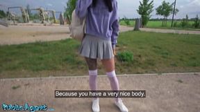 Public Agent - gorgeous natural young and skinny college girl takes Euros for outdoor flashing and sex outside with big dick