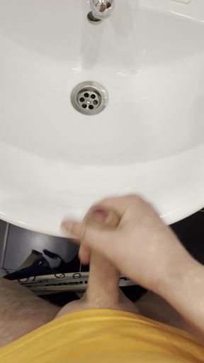 The Guy Masturbates in the Bathroom and, Filming Everything Close-up, and at the End.
