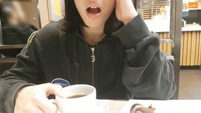 Public restaurant orgasm teased by phone-controlled Lush