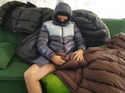 Hot cumshot on my Puffy Jacket