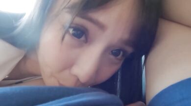 Cute Japanese Idol②Rich in-car sex in the parking lot . Pleasant large amount of Creampie.