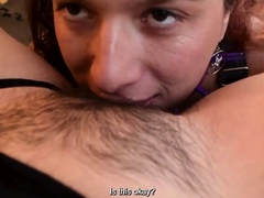 Blonde and brunette lesbians licking and sucking pussy