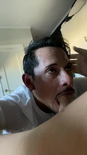 Latino Papi Swallows Huge Load From Big White Cock