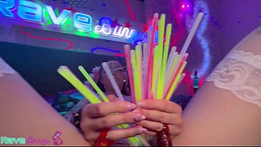 Brian Pumps Scarlett Full Of Cum While Glowsticks Light Her Stockings!