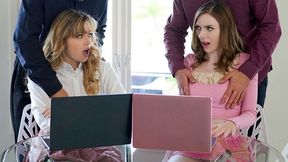 Swap - Naughty Teens River Lynn and Celestina Blooms Disciplined By Stepdads For Bad Grades
