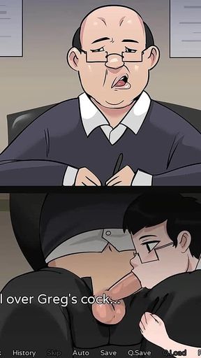 Hazelnut Latte: Tranny Is Sucking of Her Boss Under the Table While He Is on a Video Call - Episode 22