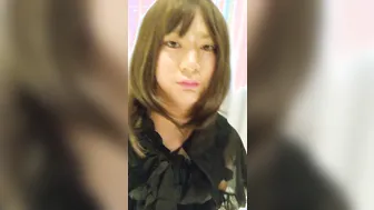 Young Asian twink in Gothic lingerie masturbates solo
