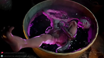 Triss being roughly fucked in her bath by tentacles