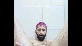 Big Dick Latino Camilo Brown Using Oil And a Vibrator In The Shower To Give Himself An Intense Prostate Orgasm