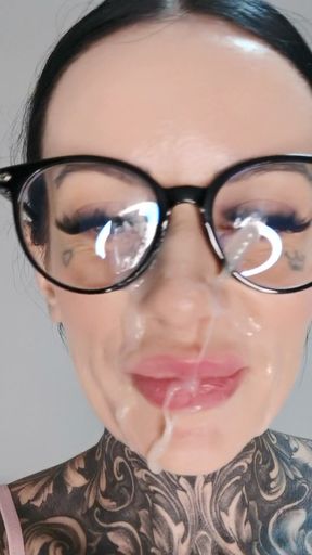 A Huge Cum Facial After Filming Porn