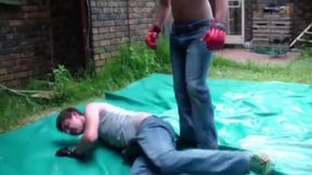 Fit teens 18+ battle outdoors
