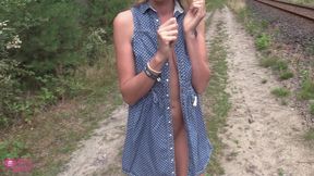 Kinky Blonde Nympho Fucked Right on the Railway Track