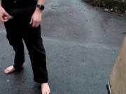 Dared to get naked at side of road and wank off