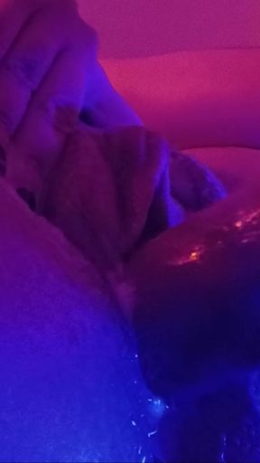 Rubbing my pumped clit and stretching my pussy with my biggest dildo