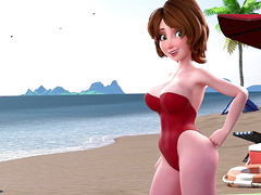 ◈ Aunt Cass’s Sunny Beach Vacation Turns Into Wet MILF Fuckfest (4K HENTAI)