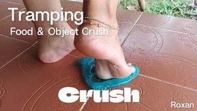 Crush and trample soft rubber with bare feet (3)