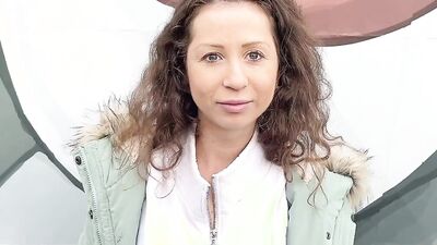 Curly-haired amateur lady was picked up from the street for anal fucking