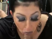 Sexy Emo Goth girl POV sucks licks swallows and clears chamber