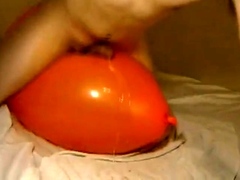 Twink Humping and Cumming on an Inflatable Orange Balloon