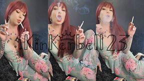 Classic smoking TWO cigarettes wearing sexy outfit and heels - Kinkerbell23