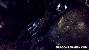 Damian Dragon and two others covered themselves with ink before doing wild threesome