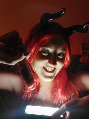 Devil play with dildo