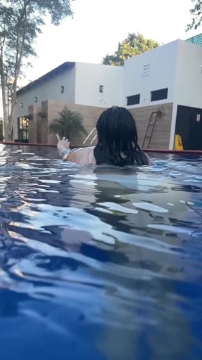 Busty Latin Greece Swiming in the Pool