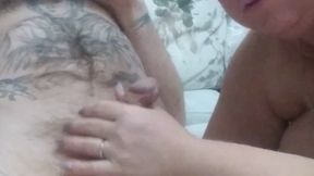 Mature milf sucks my cock and watches me cum