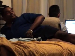 Jerk off behind pc repair man