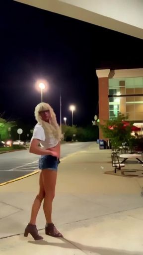 Cindie Love Long Sexy Legs Hotel Breezeway Dildo Anal Risky!
