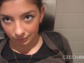 Stunning girl with awesome tits is enjoying hard fuck so much