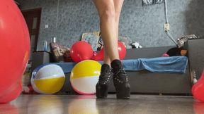 sexy play with beachballs and nail pop