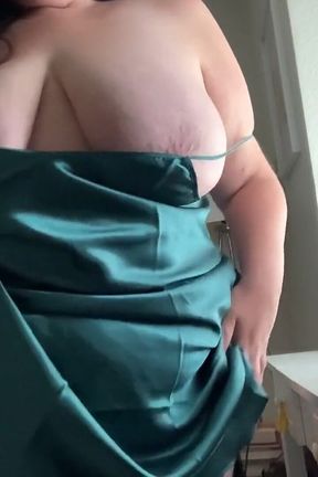 Hot BBW MILF Shows off Sexy Curves in Silky Nightgown