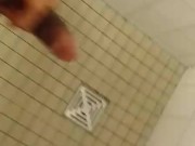Hung teen DomTop almost caught shooting huge cumshot in public shower