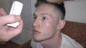 Muscular teen has tight hole painfully stretched by two older doms