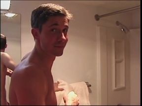 Young and mature guys jerk off together with dick pump