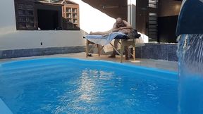 massage in the pool. the therapist couldn t hold back and made her cum in his mouth.