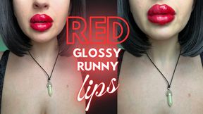 Red Glossy Runny Lips