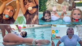 Emma Reed and Ava Kayley Bound and Soaked. Lesbian Wet Catfight in a Bondage Water Battle HD