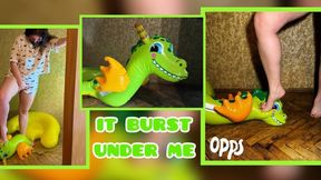 Mistress Mersiiik tramples the dinosaur with all her weight, steps on its neck and head, presses, sits on it, rubs against it, and finally, the dinosaur can't take it anymore. foot fetish bare feet ass young beautiful, sweet inflatable