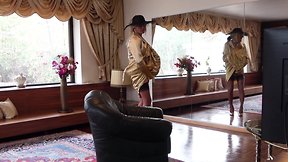 Chantal dazzles in pleated satin gown