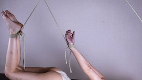 Peggy's trial - topless and barefoot Peggy is being tested with rope for giving false testimonies (HD MP4)