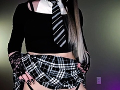 Blonde tranny shemale solo masturbation