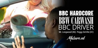BBW MILF Peggy DeVille Rides Her Client's Big Black Cock After the Carwash