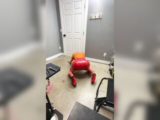 Velma riding her favourite chair with her massive dick and large melons