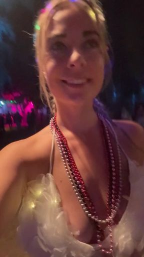 Slim amateur with nipslip shows off her erect nipples and pierced