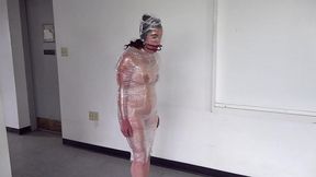 shrink wrap bondage - face fuck throatpie