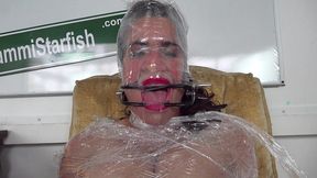 shrink wrap bondage - face fuck throatpie