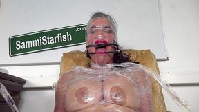 shrink wrap bondage - face fuck throatpie